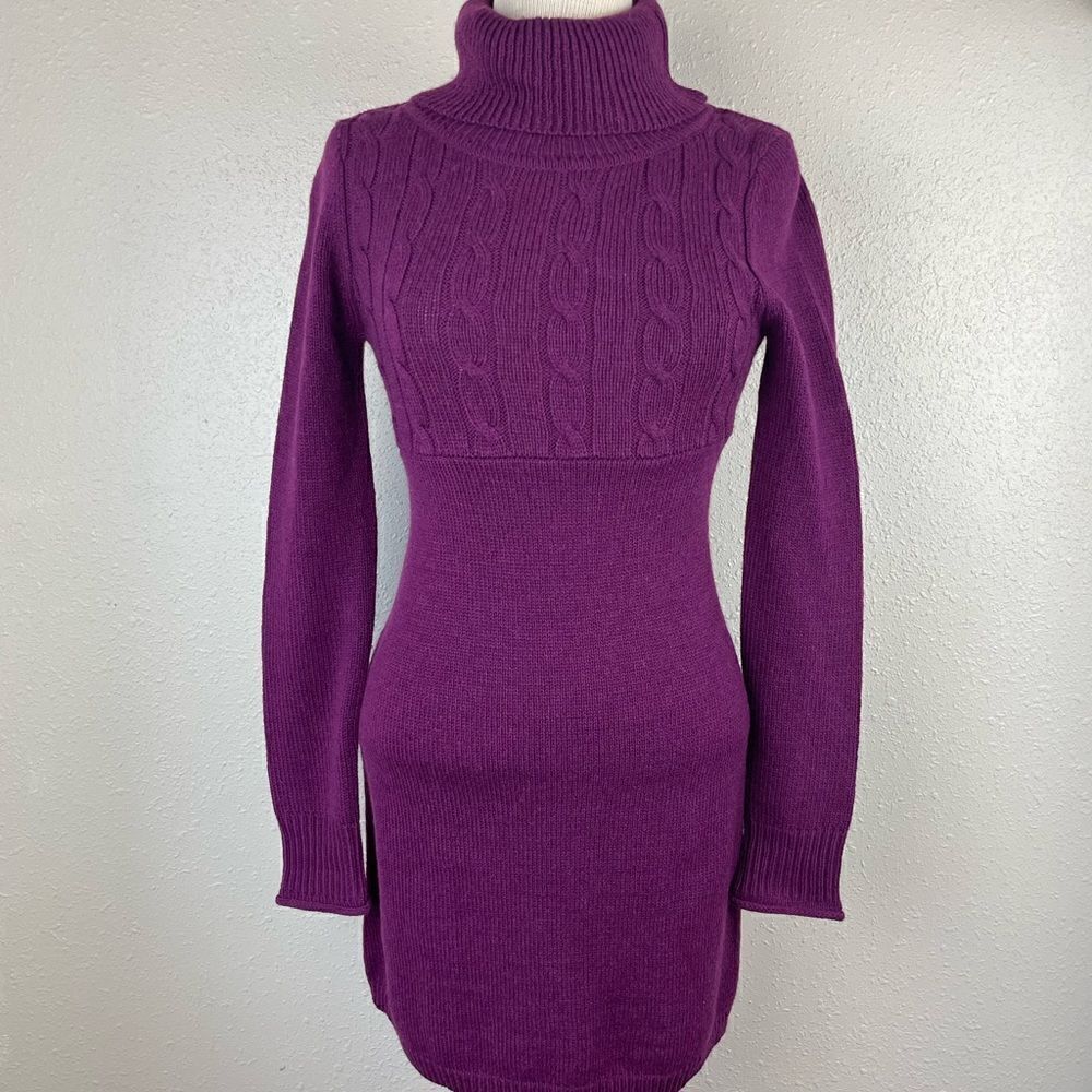 Wear It Declare It Purple Turtleneck Sweater Dress Size S EUC